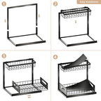VUSIGN Under Sink Organizers Storage, 2 Tier Under Cabinet Organizer Shelf, Pull Out Kitchen Bathroom Sink Organizer Storage Organization, 2 Pack Black