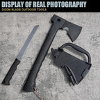 DOOM BLADE Camping Hand Axe with Sheath and Survival Gear - Lightweight Hatchet with Nested Serrated Wood Saw Knife and Magnesium Fire Starter Tools