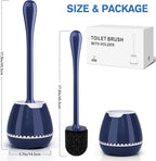 UPTRONIC Toilet Brush 2 Pack, Blue, Nylon Bristles, Ergonomic Handle, Ventilated Holder, Bathroom Cleaning