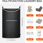XL Hanging Laundry Hamper Bag, Black Door Hanging Hamper with Large Openging, Hanging Laundry Bag and Basket for Home, Dorm, or Travel,Durable and Stylish Design(Black 36x22Inch)