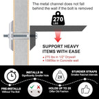 Drywall Anchor with Included Bolts for 1/4-20 Fastener Size, Wall Anchors Drywall Heavy Duty for TV Mounting, Hollow-Wall Anchors Screws Kit Holds Up to 270 Pounds Each in 1/2-in Drywall-14 Pack
