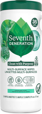 Seventh Generation Multi-Surface Cleaning Wipes, Garden Mint Scent, Cuts Grease & Grime, 35 Wipes