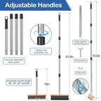 Floor Scrubber Brush, 3-in-1 Deck Brush Kit with Heavy Duty Stainless Steel Wire Scrub Brush, Floor Scrub Broom with 61" Long Handle & Crack Weeder Tool for Concrete Garden Garage