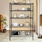 SUNLPH Heavy Duty 5-Tier Wire Shelving Adjustable Shelves Unit Metal Storage Rack Flat for Laundry Kitchen Pantry Garage Closet Organization (Black, 47.1" L x 17.6" W x 72.2" H)