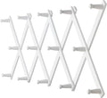 Dseap Accordian Wall Hanger: 16” High Wooden Wall Expandable Coat Rack, Hat Rack Holder, Accordion Hook for Baseball Caps, Coats, Mugs, 14 Peg Hooks, White