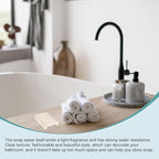 uxcell 2 Pcs Self Draining Silicone Soap Dish, Soap Tray with Drainage for Bathroom Shower Kitchen Sink, 4.2" x 3.1" x 0.8", Grain Pattern Beige