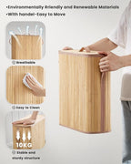 Bamboo Toilet Paper Storage Basket with Lid & Handle - 32L Large Capacity Handwoven Bathroom Organizer for 16 Rolls - Sturdy Stand Holder for Toilet Paper Organization, Natural