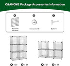 C&AHOME Wire Cube Storage, 6 - Cube Organizer Metal C Grids, Modular Shelves Units, Closet Organizer, Ideal for Home, Office, Living Room, 36.6”L x 12.4”W 36.6”H, Silver Gray UWCS3006G
