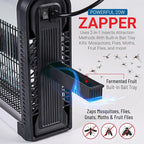 Advanced 2-in-1 Indoor Bug Zapper, Powerful 3500V Flying Insect Zapper, Built-in Bait Tray, Uses 2-in-1 Methods to Attract & Zap Fruit Flies, Mosquitoes, Flies, Gnats, Moths, & More. - 2 Free Bulbs