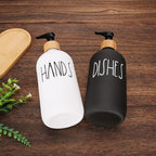 Hand and Dish Soap Dispenser Set for Kitchen Sink, Black and White Modern Farmhouse Decor, Kitchen Art Soap Holder (Black & White)