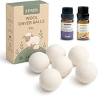 SEREN Wool Dryer Balls with Essential Oils – 100% New Zealand Wool, Plastic-Free & Reusable, Reduces Wrinkles & Static, Gentle on Baby Clothes & Sensitive Skin