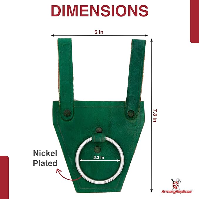 Armory Replicas - Ring Leather Universal O-Ring Medieval Style Axe Holder Belt Frog - Hand Crafted Genuine Leather Costume Weapon Holster Holder