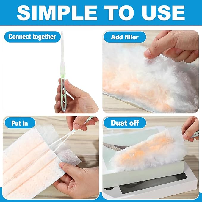 320 Pcs Disposable Dusters Refills 180° Multi Surface Replacement Bulk Heavy Duty Dusters for Ceiling Fan Cleaning with Microfibers Unscented(Bright Colors)