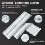 Mop and Bucket Set, 3-Tank Flat Mop and Bucket System for Separate Dirty & Clean Water, 65" Mops for Floor Cleaning with 6 Washable Pads, Safe for Hardwood, Vinyl, Tile, Baseboards, Walls