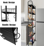 6 Tier 10in Slim Rolling Storage Cart with Handle, Mobile Shelving Unit with Wheels, Metal Wire Storage Rack with Baskets for Kitchen Bathroom Office Laundry Narrow Piaces