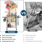 T1 Garden Tool Organizer（with Lockable Wheels） Heavy Duty Garage Tool Storage for Yard，Shed，Outdoor and Lawn，Freestanding Tool Organizers and Storage UP to 50 Tools，Grey with Anti-Tip Device