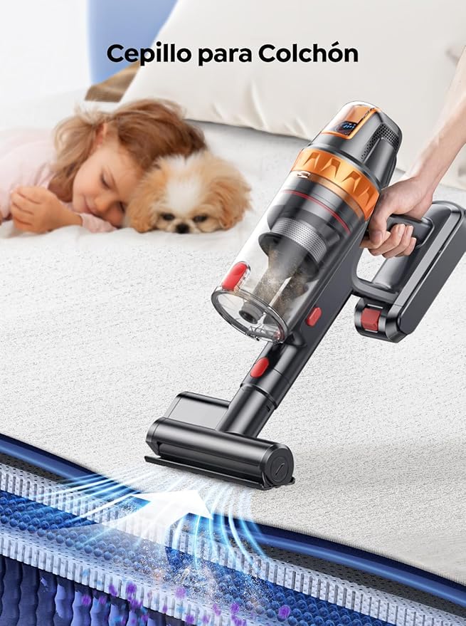 Cordless Vacuum Cleaner, 650W with Extra Mattress Cleaning Tool, 50KPA Stick Vacuum Cleaners for Home 65 Mins Runtime, Self-Standing, Wall Mount Charging, Rechargeable Vacuum for Floor Carpet Pet Hair
