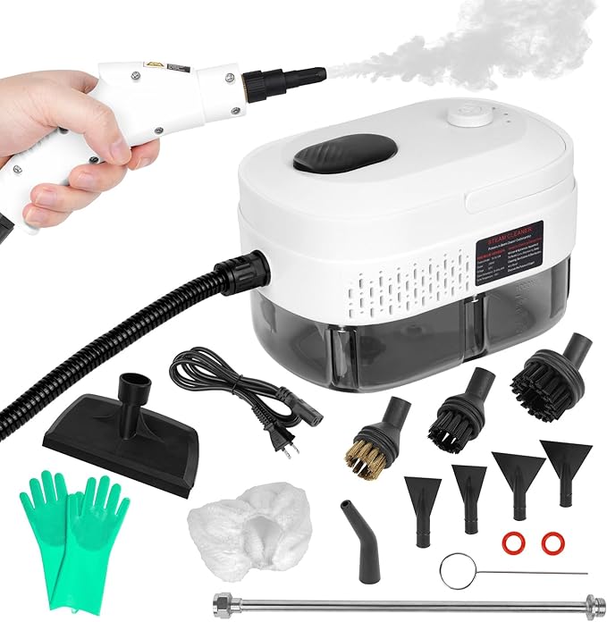 2500W High Pressure Steam Cleaner with One-Button Adjustment, 15 in 1 Handheld Steam Cleaner for Home, Multi-Purpose Portable Steamer for Car Detailing/Grout/Floor/Tile Dirt Remover Cleaning Tool