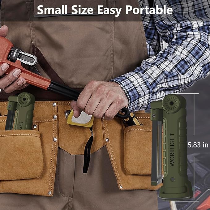 Working Light Portable, Rechargeable Work Lights with Magnetic Base Hanging Hook,360° Rotate 5 Modes,COB LED 700 Lumens Foldable Inspection Light for Car Repair, Grill and Outdoor Use(2pack)