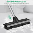 SetSail Floor Scrub Brush with 51-Inch Long Adjustable Handle 2 in 1 Scrape Brush Stiff Bristle Floor Scrubber for Cleaning Shower Bathroom Garage Kitchen Wall Deck Tub Tile, Black
