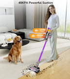 Cordless Vacuum Cleaner, 550W 48Kpa 70 Mins Vacuum Cleaners for Home, Self-Standing Stick Vacuum with Touch Screen, Wall Dock, Anti-Tangle Rechargeable Vacuum for Pet Hair Carpet Hardwood Floor