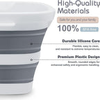 Small Collapsible Bucket, 1.4Gal/5L BPA-Free - Foldable Water Pail for Car Washing, Camping, Beach - Portable Lightweight Storage for Outdoor, RV, Travel (Grey)