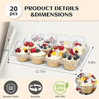 WIKDAY 12 Count x 20 Sets Plastic Cupcake Containers, Durable and BPA-Free Cupcake Holder with Lid for Easy Transport Storage, Stackable Clear Cupcake Carriers, Reusable Dessert Boxes