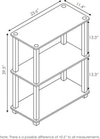 Furinno TURN-S-TUBE Storage Shelves Set of 2, 3-Tier Book Shelf, Corner Shelf, Toolless Open Shelves, Square Tubes, for Organization and Storage, Living Room, Garage, Home Office, Black