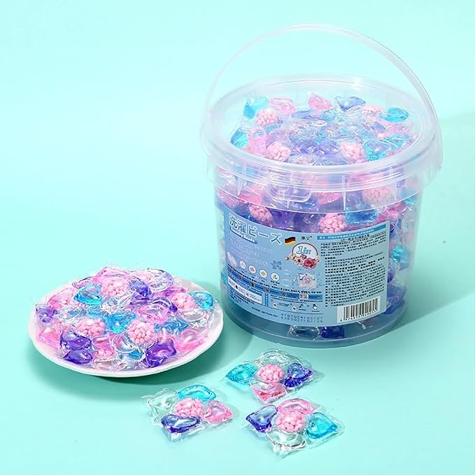 100 PCS 5 in 1 Laundry Pods, Super Cleaning Scents Beads Laundry Long Lasting Fragrances Concentrated Washing Convenient Fresh Softener Deep Clean (100)