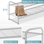 AOODA 2 Tier Long Metal Shoe Rack for Closet Wide Stackable Shoe Storage Organizer 18-Pairs Low Small Sneaker Rack for Entryway, Bedroom, Garage, Grey