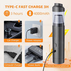 Car Vacuum Portable Cordless 19000Pa Powerful Suction, 4-in-1 Mini Vacuum Cleaner Rechargeable Type-C, Wireless Handheld Vacuum for Car, Office Desk & Home
