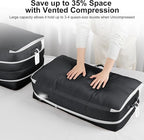 Comforter Storage Bag - Large Capacity Bedding Storage Bags Ultra Space Saving Self Compression Organizer, Washable Compression Bags for Storage Comforter Blanket Duvet Pillow, 4-Pack, Black