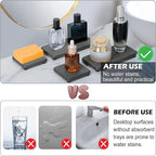 4PCS Water Absorbing Stone Tray for Sink, Fast Drying Stone Sink Tray, Water Absorbent Diatomite Trays, Stones Soap Diatomaceous Coaster, Stones Drying Trays for Bathroom Sinks and Kitchen Counter