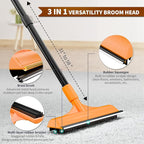 Carpet Rake for Pet Hair Removal - 3 in 1 Pet Hair Remover Tool with 58" Adjustable Long Handle,Reusable Dog & Cat Carpet Scraper,Pet Hair Remover for Rugs,Mats,Couch,Curtains(Orange)