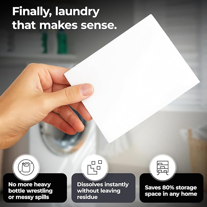 Silvery Laundry Detergent Sheets (100 Loads) - Ultra-Concentrated Eco-Friendly Washing Strips – No Plastic Jugs & Perfect for Travel (Unscented)