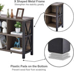 FATORRI 8 Cube Storage Organizer Bookshelf, Rustic Wood Cubby Bookcase, Industrial Horizontal Long Shelf for Living Room (Walnut Brown, 62 Inch)