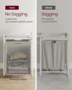 VASAGLE Laundry Hamper, Laundry Basket, Laundry Sorter with A Pull-Out and Removable Bag, Shelf, Metal Frame, 17.2 Gallons (65 L), 19.7 x 13 x 28.4 Inches, Cream White and Cloud White UBLH101W01
