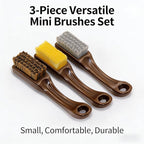 Multi-Purpose Cleaning Brush Set with Carbon Gray Hard Bristles, Bamboo Charcoal Soft Bristles, and Yellow Sponge, 3 Pack Small Detail Brushes for Collectibles, Toys, and Crevices