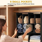 Ofiray-home 3 Tier Hanging Closet Organizer, 10 Compartments Sweater Organizer for Closet with 3 Sturdy Hooks, Closet Organizers and Storage, Wardrobe, Rv, Garment Rack, Black