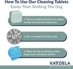 Katziela Washing Machine Cleaner Tablets – 6 Pack (3-Month Supply) – Loosens Pet Hair & Eliminates Odors – Fragrance-Free Enzyme Formula – Safe for All Washers – HE Compatible & Septic Safe