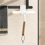 Shower Squeegee for Shower Glass, Bathroom Glass Cleaning Tool with Hook Mount, Squeegee for Glass Doors, Window Cleaning, Tile Shower Walls (White+Wood)