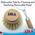 Lola Products Replacement Large Head for The Original Tampico Vegetable & Dish Brush, Birchwood & Poly Bristles, Reusable & Washable, 1 Pack