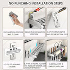 Hanging Wall Mount knife Wall Mount, Kitchen Organizer Storage Shelf for Utensils Spatula Spoon, Space-Saving Knife Rack with Hooks,Wall-Mounted Utensil Holder (Black, 40CM+Single Pole+6Hooks)