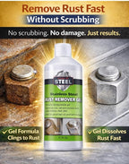 Heavy-Duty Rust Stain Remover for Industrial Use on Metal Surfaces Including Stainless Steel. Our Cleaner and Stainless Steel Rust Remover Gel Needs No Scrubbing, Simply Apply and Rinse off (17 oz)