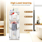 Household Storage Basket, 360° Rolling Movable Laundry Basket,Floor-Standing White Multi-layer Clothes Organizer for Kitchen,living Room and Bathroom (3 Tiers)