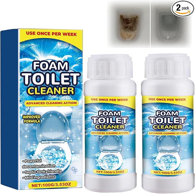 2PCS Foam Toilet Cleaner,New Powerful Toilet Bowl Cleaner,Advanced Bathroom Cleaner for Home,Powerful Instant Bowl Cleaners for Toilets Squatting Pans