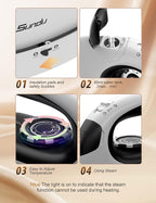 Sundu Small Iron for Clothes with Steam,Travel Iron Portable Non-Stick Soleplate Steamer for Quilting & Sewing,300 Microsteam Holes,90ml Water Tank,Lockable Safety Base