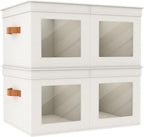 Univivi Large Storage Boxes with Lids, Collapsible Foldable Storage Bins for Clothes, [2-Pack] Fabric Storage Cubes with Handles, Closet Organizers for Home, Bedroom (Beige, 24” x 17” x 12")