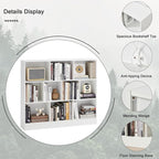 YAHARBO White 10 Cube Bookshelf,3 Tier Modern Horizontal Bookcase,Wooden Low Book Shelf Display Storage Cabinet with Base,Floor Standing Short Bookshelves Open Organizer for Bedroom,Living Room,Office
