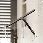 Shower Squeegee for Shower Glass, Bathroom Glass Cleaning Tool with Hook Mount, Squeegee for Glass Doors, Window Cleaning, Tile Shower Walls (Black)